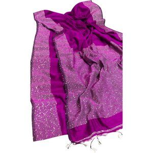 Handloom Cotton Silk Saree with Sequin Work - Purple